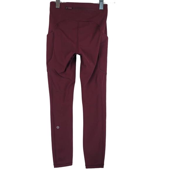 Lululemon Speed up Tight 25 Side Pockets Maroon Athletic Leggings Women's Size 0 - Picture 2 of 3